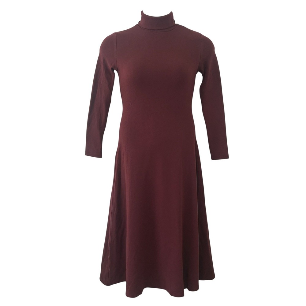 OGL Women's MaxWarm Turtleneck Midi Dress Long Sleeve Ruby Berry M Medium New
